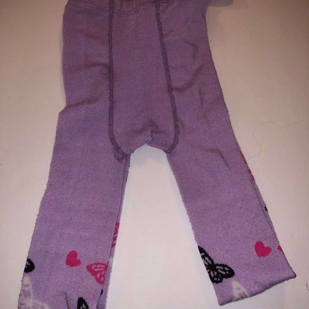 Children’s Purple Butterfly & Heart Tights 7-10